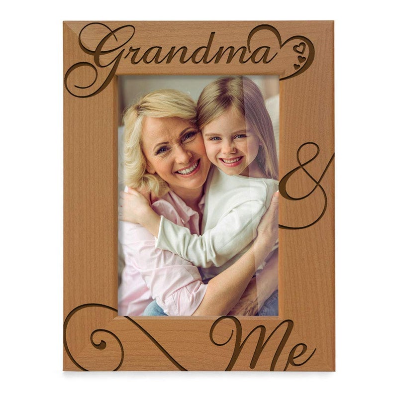 KATE POSH Grandma and Me Engraved Natural Wood Picture Frame, I Love You Grandma, Grandparent's Day, Best Grandma Ever, Grandmother Gifts, Grandma & Me, Mother's Day (4x6-Vertical) - Image 1